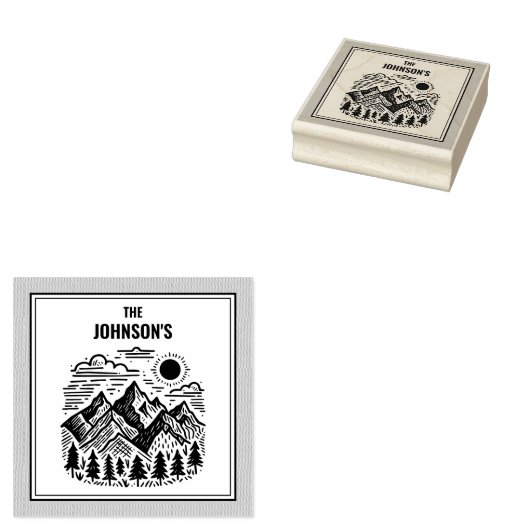 Tampons Encreurs Rustic Modern Mountains Custom (Tamponné)
