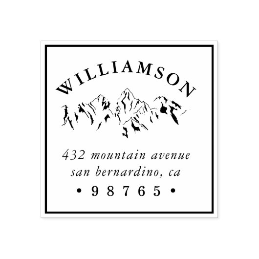 Tampons Encreurs Rustic Mountain Sketch Adresse de retour (Impression)