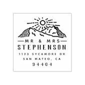 Tampons Encreurs Rustic Mountain Sunrise Sketch Couple Adresse d'ac (Impression)