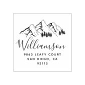 Tampons Encreurs Rustic Mountains & Nom de script Adresse de retour (Impression)