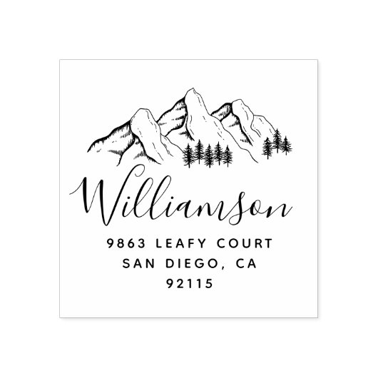 Tampons Encreurs Rustic Mountains & Nom de script Adresse de retour (Impression)