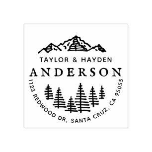 Tampons Encreurs Rustic Mountains & Pines Sketch Adresse de couple