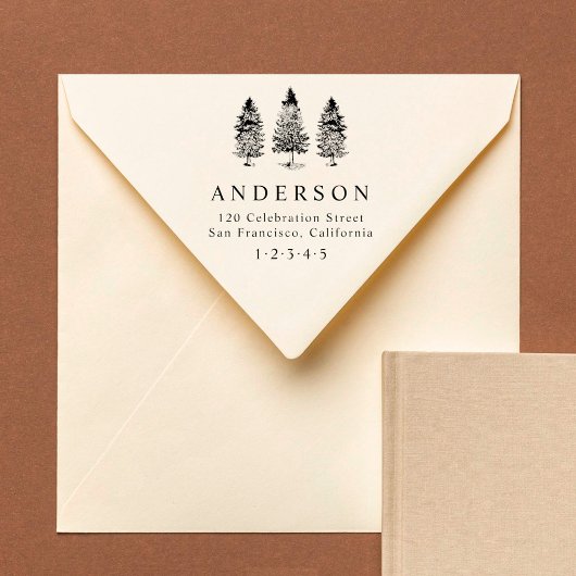Tampons Encreurs Rustic Pine Trees Adresse de retour personnalisée