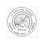 Tampons Encreurs Rustic Round Mountains Inspiré Adresse de retour (Impression)