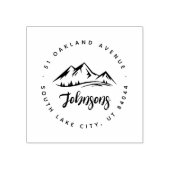 Tampons Encreurs Rustic Round Mountains Pines Adresse de retour (Impression)