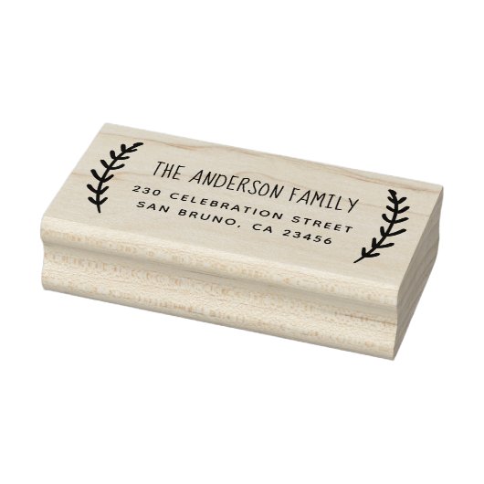 Tampons Encreurs Rustic Sprig | Nom de famille personnalisé et adre (Tampon)