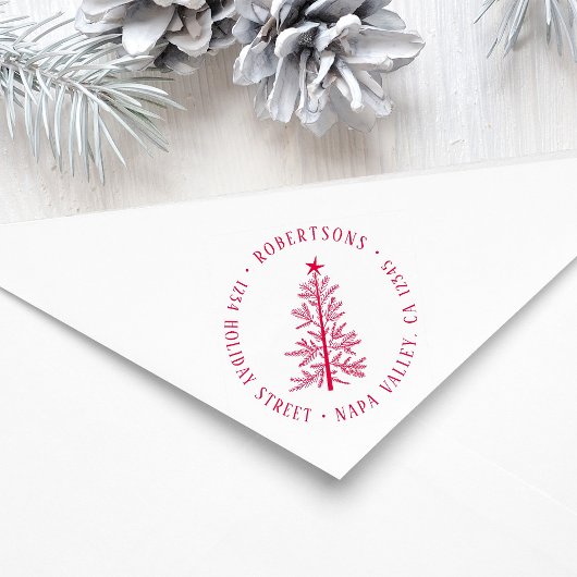 Tampons Encreurs Rustic Winter Pine Tree Return Address