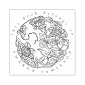 Tampons Encreurs Rustique Delicate Floral Bird Custom Name Library (Impression)