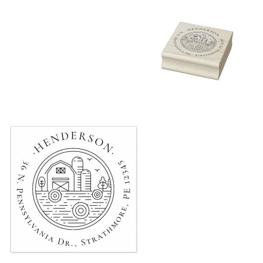 Tampons Encreurs Rustique dessiné à la main Ferme Famille Adresse d (Tamponné)