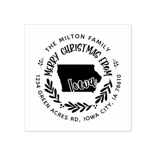 Tampons Encreurs rustique iowa joyeux Noël adresse de retour (Impression)