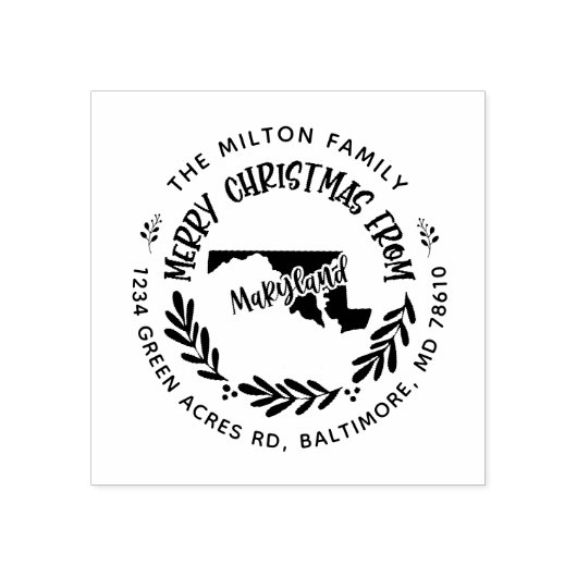 Tampons Encreurs rustique maryland merry noël adresse de retour (Impression)