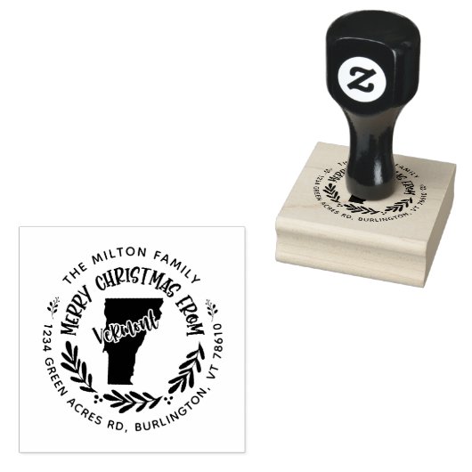 Tampons Encreurs rustique vermont merry noël adresse de retour (Tamponné)