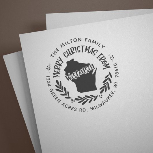 Tampons Encreurs Rustique Wisconsin Joyeux Noël Adresse de retour