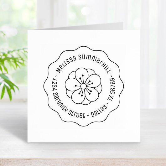 Tampons Encreurs Sakura Cherry Blossom Fleur Adresse ronde Wavy