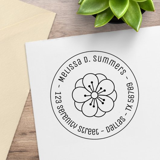 Tampons Encreurs Sakura Cherry Blossom Flower Round Adresse 3