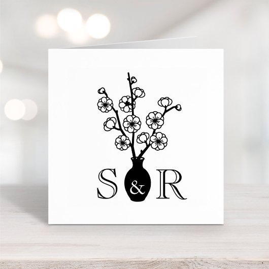 Tampons Encreurs Sakura Cherry Blossom Vase Mariage Monogramme
