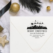 Santa Claus Sleigh Reindeer Adresse de retour pers