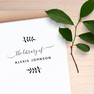 Tampons Encreurs Script chic Bibliothèque botanique moderne Livres