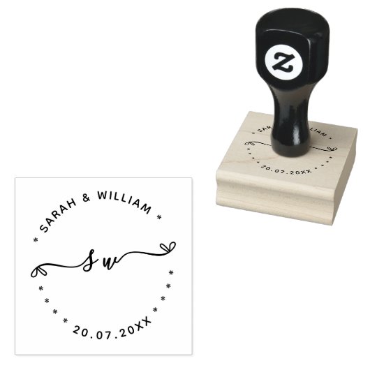 Tampons Encreurs Script Couple Name initial Save the date Wedding (Tamponné)