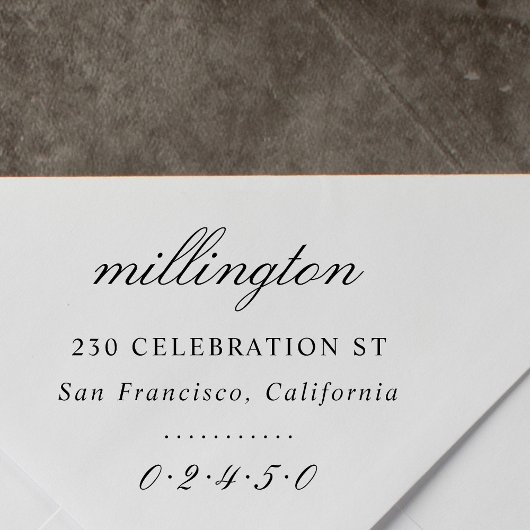 Tampons Encreurs Script élégant Nom de famille et adresse de retour