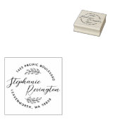 Tampons Encreurs Script élégant personnalisé et Feuilles mignons |  (Tamponné)