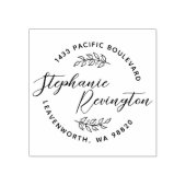 Tampons Encreurs Script élégant personnalisé et Feuilles mignons |  (Impression)