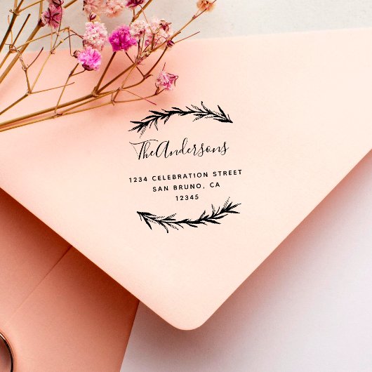 Tampons Encreurs Script et romarin | Adresse de retour botanique