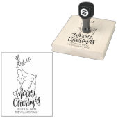 Tampons Encreurs Script Joyeux Noël, Moderne Line Art Deer Grand (Tamponné)