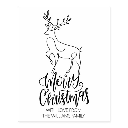 Tampons Encreurs Script Joyeux Noël, Moderne Line Art Deer Grand (Impression)