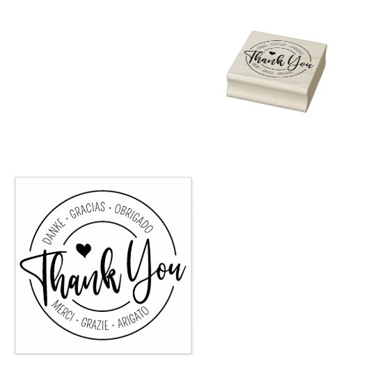 Tampons Encreurs Script Merci multilingue (Tamponné)