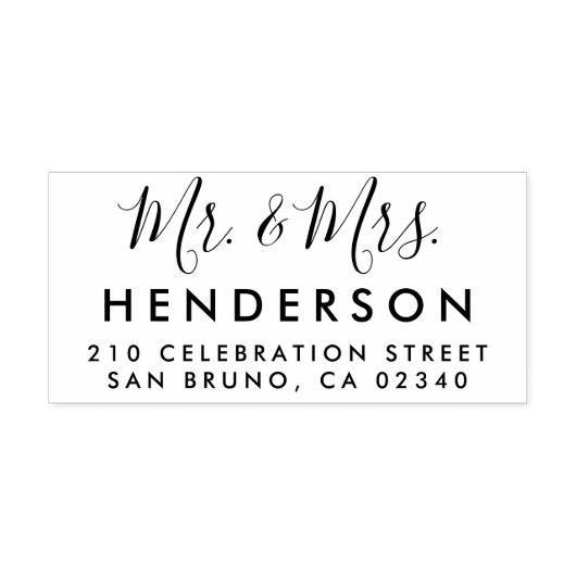 Tampons Encreurs Script moderne Mr & Mrs Mariage Adresse de retour (Impression)