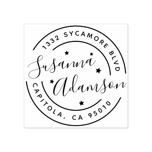 Tampons Encreurs Script moderne Nom complet Adresse de retour ronde (Impression)