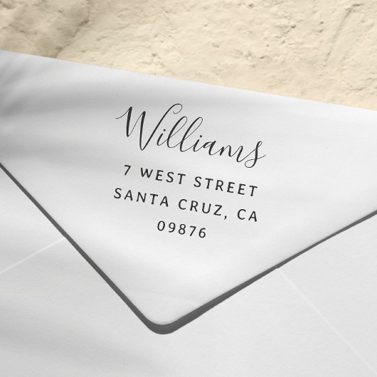 Tampons Encreurs Script moderne Nom de famille Adresse de retour