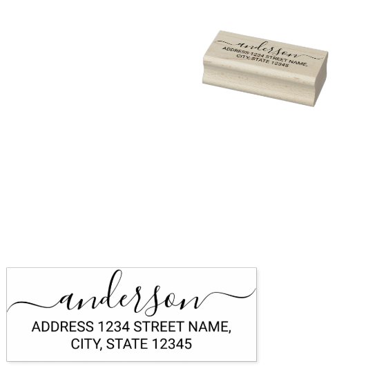 Tampons Encreurs Script moderne Nom de famille Adresse de retour (Tamponné)
