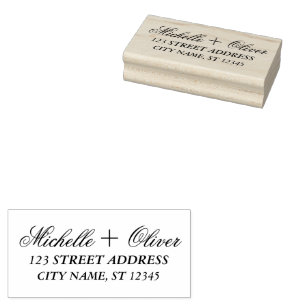 Tampons Encreurs Script moderne Nom personnalisé Mariage Adresse de