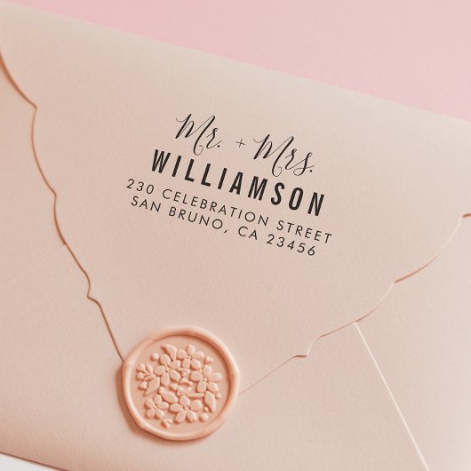Tampons Encreurs Script moderne Personnalisé Noms de mariage Adress