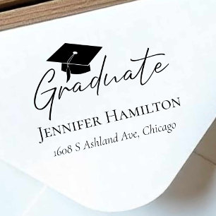 Tampons Encreurs Script moderne Simple Graduation Cap retour Adress