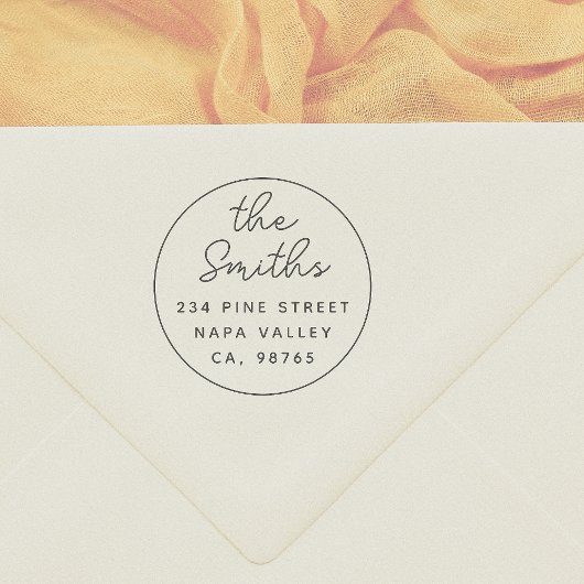 Tampons Encreurs Script moderne Simple Round Return Adresse