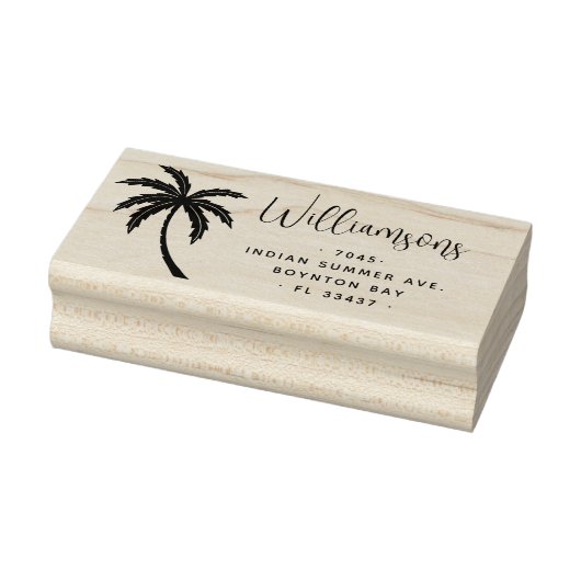 Tampons Encreurs Script moderne Tropical Palm Tree Adresse de retou (Tampon)