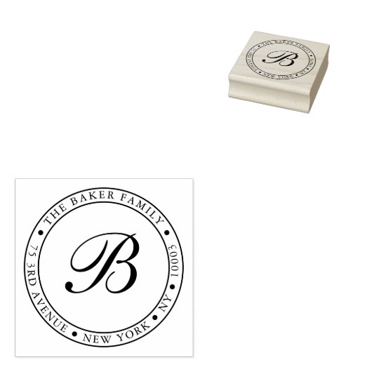 Tampons Encreurs Script Monogramme Cadre Arrondi Adresse de retour (Tamponné)