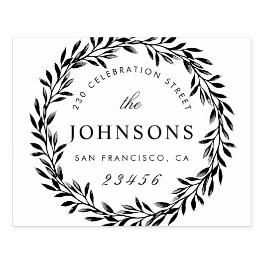 Tampons Encreurs Script Nom de famille Adresse de retour Wreath bot (Impression)