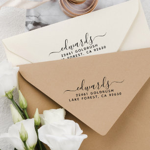 Tampons Encreurs Script Nom de famille minimaliste moderne Adresse