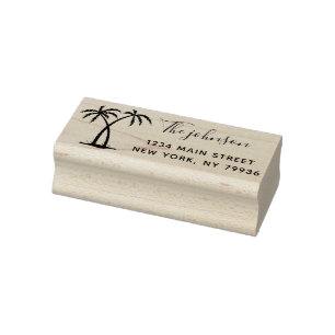 Tampons Encreurs Script Palm Trees Nom de famille Adresse de retour