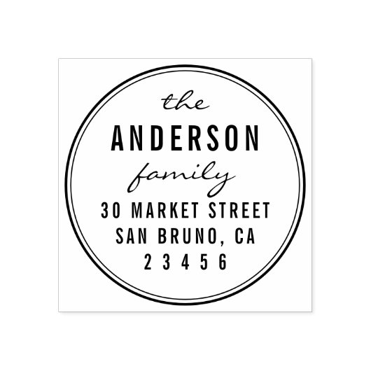 Tampons Encreurs Script personnalisé Nom de famille Ronde Adresse d (Impression)