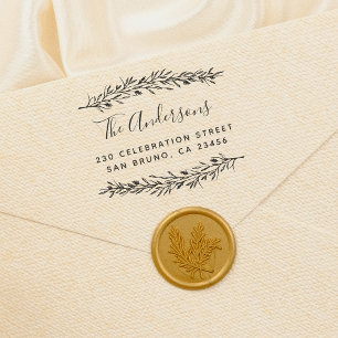 Tampons Encreurs Script rustique   Adresse de retour botanique pers