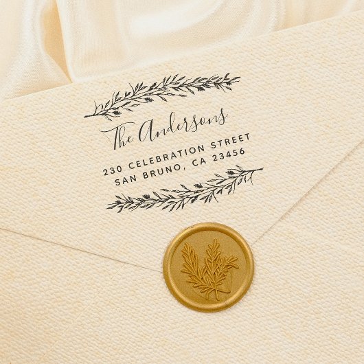 Tampons Encreurs Script rustique | Adresse de retour botanique pers