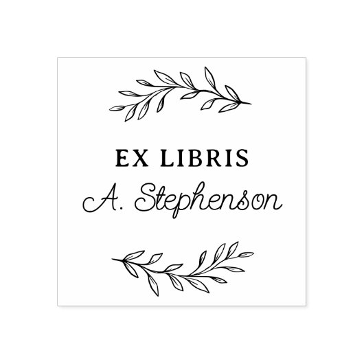 Tampons Encreurs Script rustique Botanique Feuilles Ex Libris Bookp (Impression)
