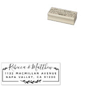 Tampons Encreurs Script rustique moderne & Feuille Adresse de retou (Tamponné)