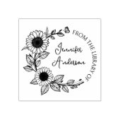 Tampons Encreurs Script Sunflower moderne Nom personnalisé Biblioth (Impression)