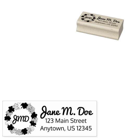 Tampons Encreurs Shamrock irlandais personnalisé Clover Wreath Adre (Tamponné)